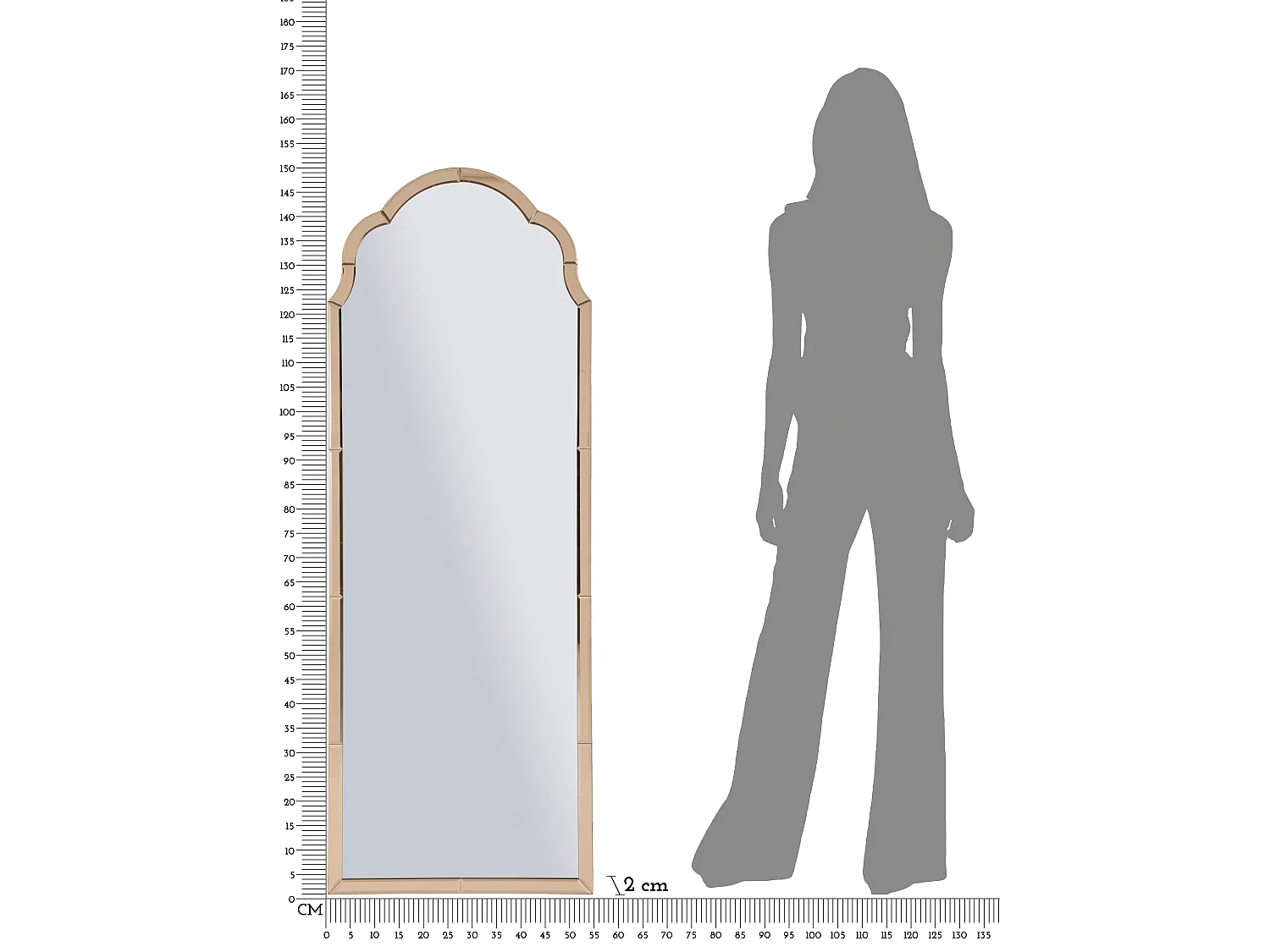 Miroir mural avec cadre en verre rose cm 55x2x150