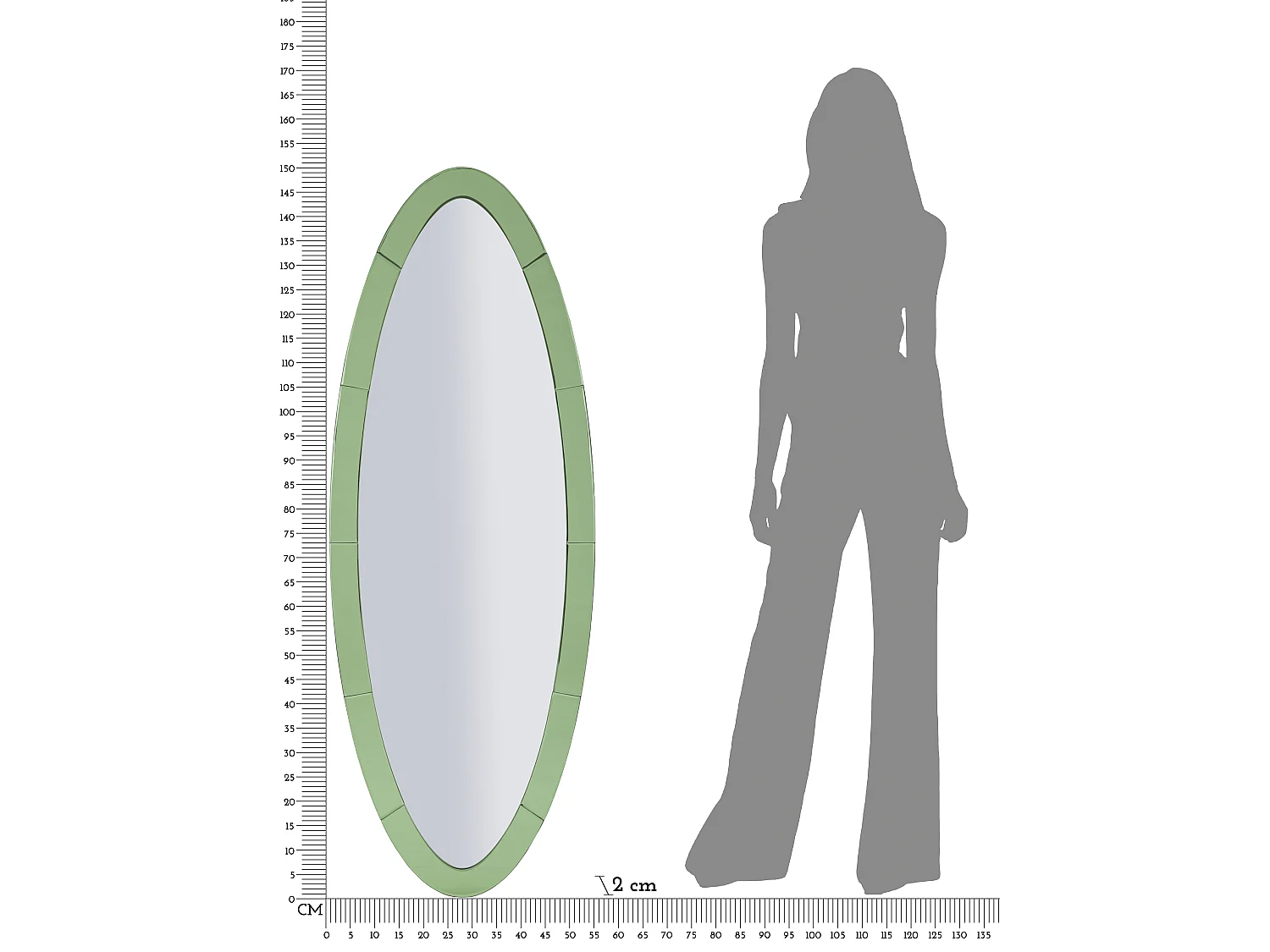 Miroir mural avec cadre en verre vert cm 55x2x150