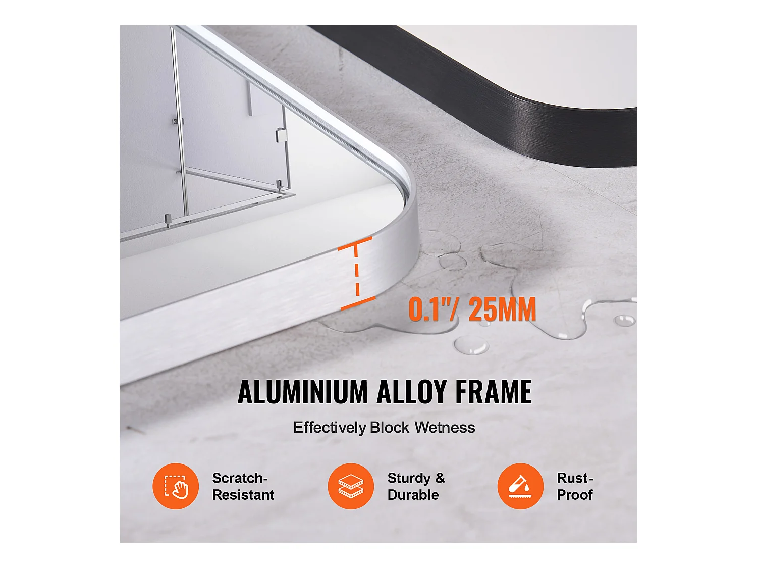 Rechteckiger Spiegel, SucceBuy 55,9 × 76,2 cm Quadratischer Wandspiegel mit Aluminiumrahmen
