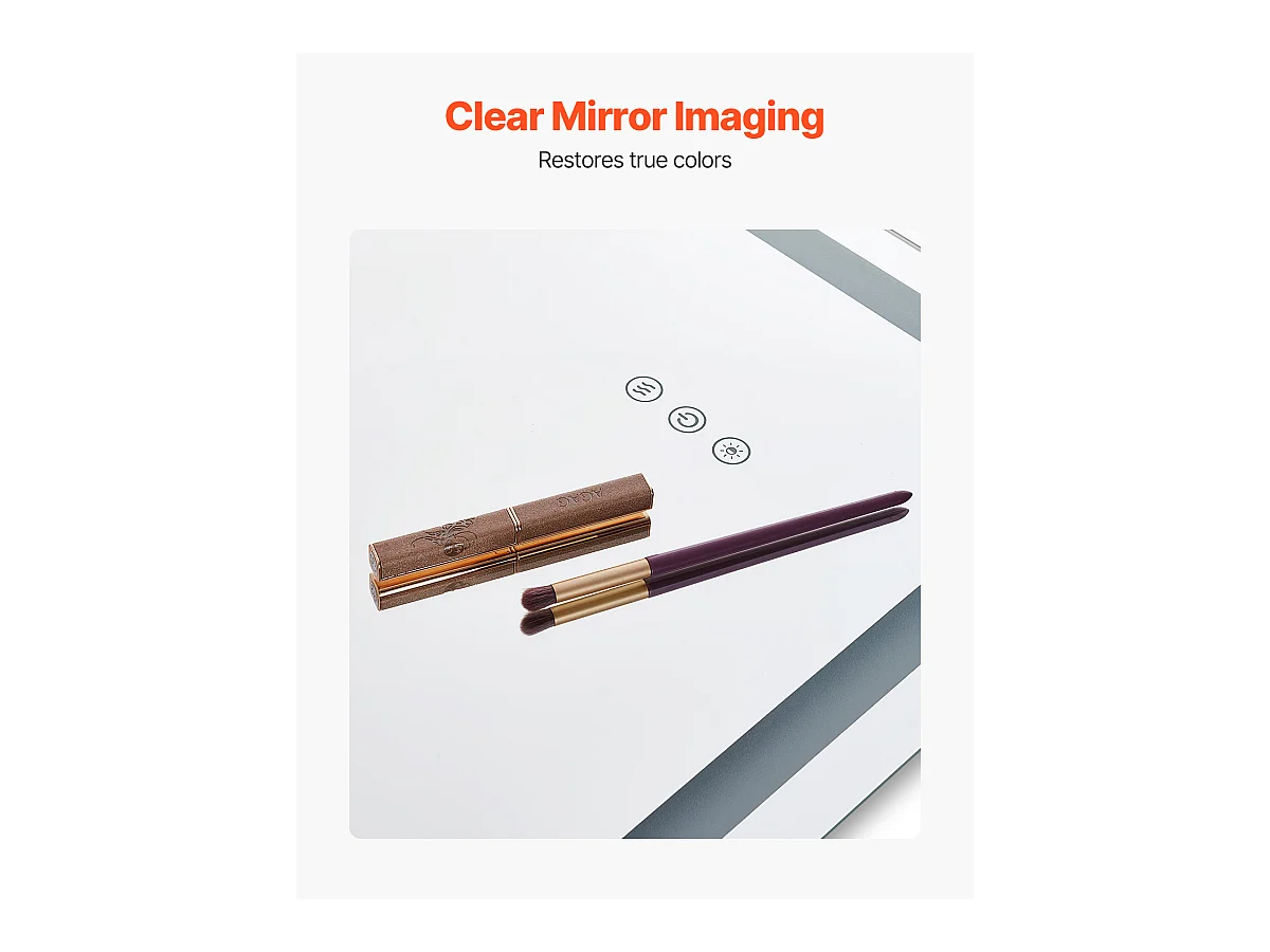 Miroir Mural SucceBuy, 60 x 80 cm, Miroir de Salle de Bain LED, Antibuée, 3 Couleurs à Intensité Variable pour une Routine de Maquillage Impeccable