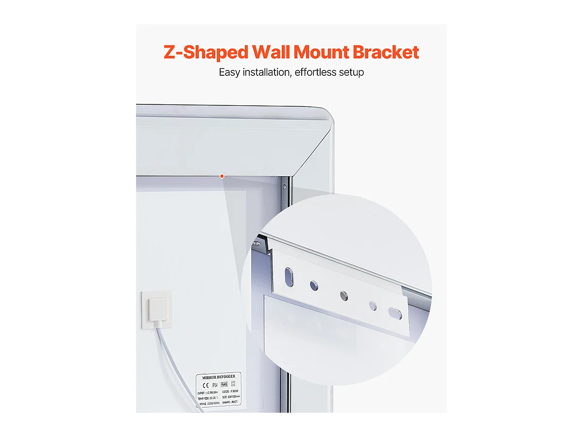 Miroir Mural SucceBuy, 60 x 80 cm, Miroir de Salle de Bain LED, Antibuée, 3 Couleurs à Intensité Variable pour une Routine de Maquillage Impeccable