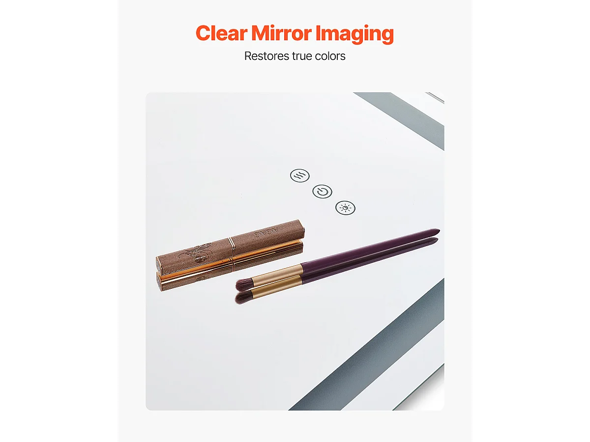 Miroir Mural SucceBuy, 60 x 80 cm, Miroir de Salle de Bain LED, Antibuée, 3 Couleurs à Intensité Variable pour une Routine de Maquillage Impeccable