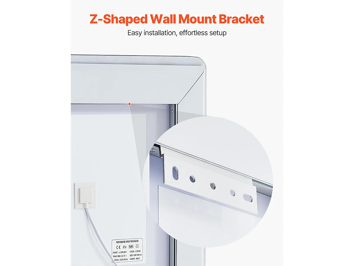 Miroir Mural SucceBuy, 60 x 80 cm, Miroir de Salle de Bain LED, Antibuée, 3 Couleurs à Intensité Variable pour une Routine de Maquillage Impeccable