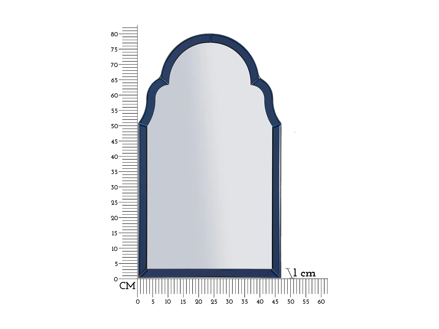 Miroir mural avec cadre en verre bleu cm 47x1x80