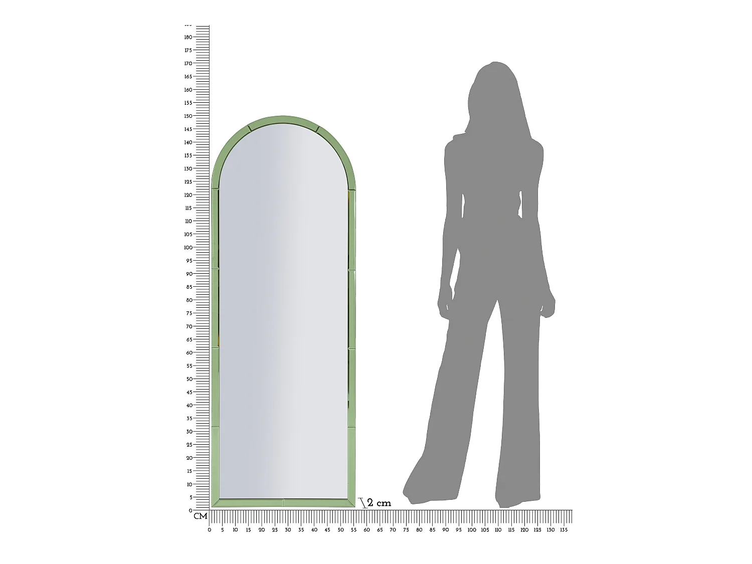 Miroir mural avec cadre en verre vert cm 55x2x150