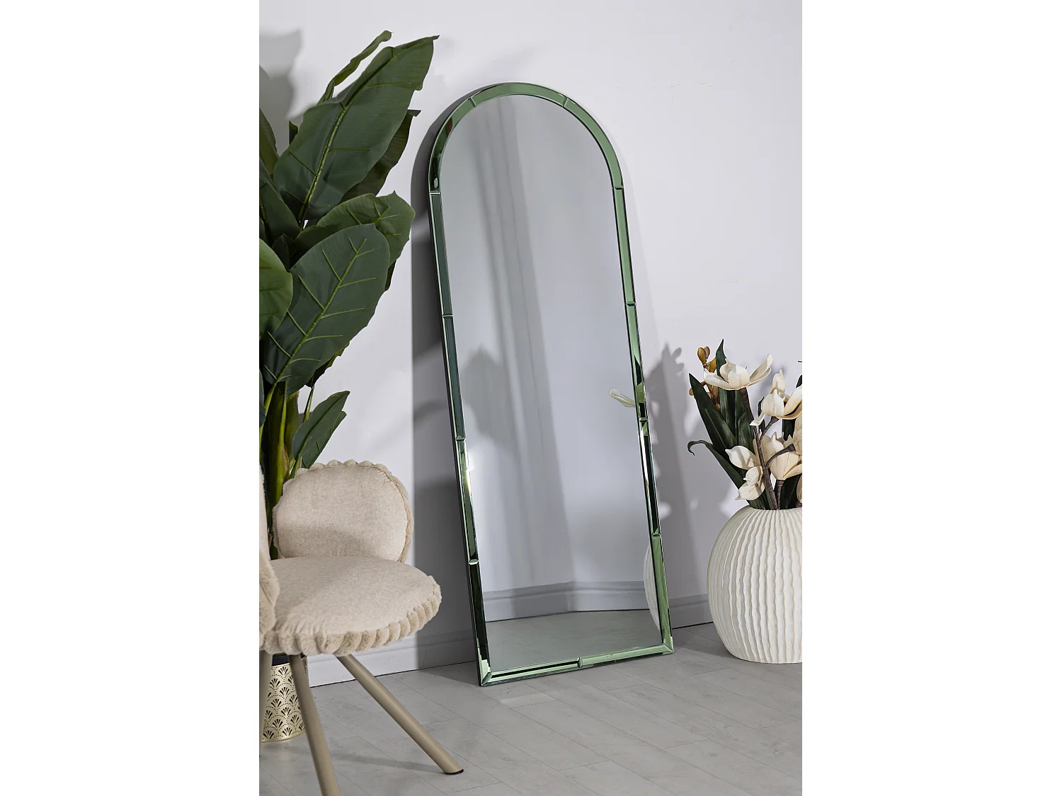 Miroir mural avec cadre en verre vert cm 55x2x150