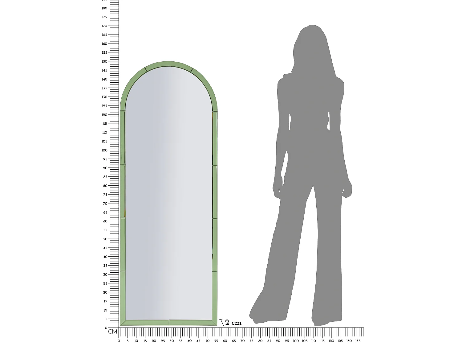 Miroir mural avec cadre en verre vert cm 55x2x150