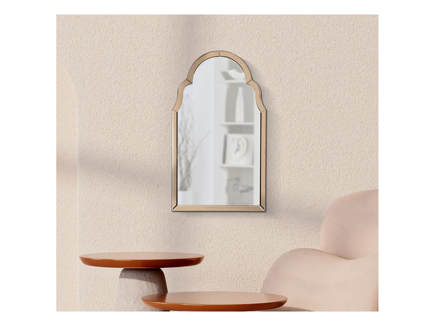 Miroir mural avec cadre en verre rose cm 47x1x80