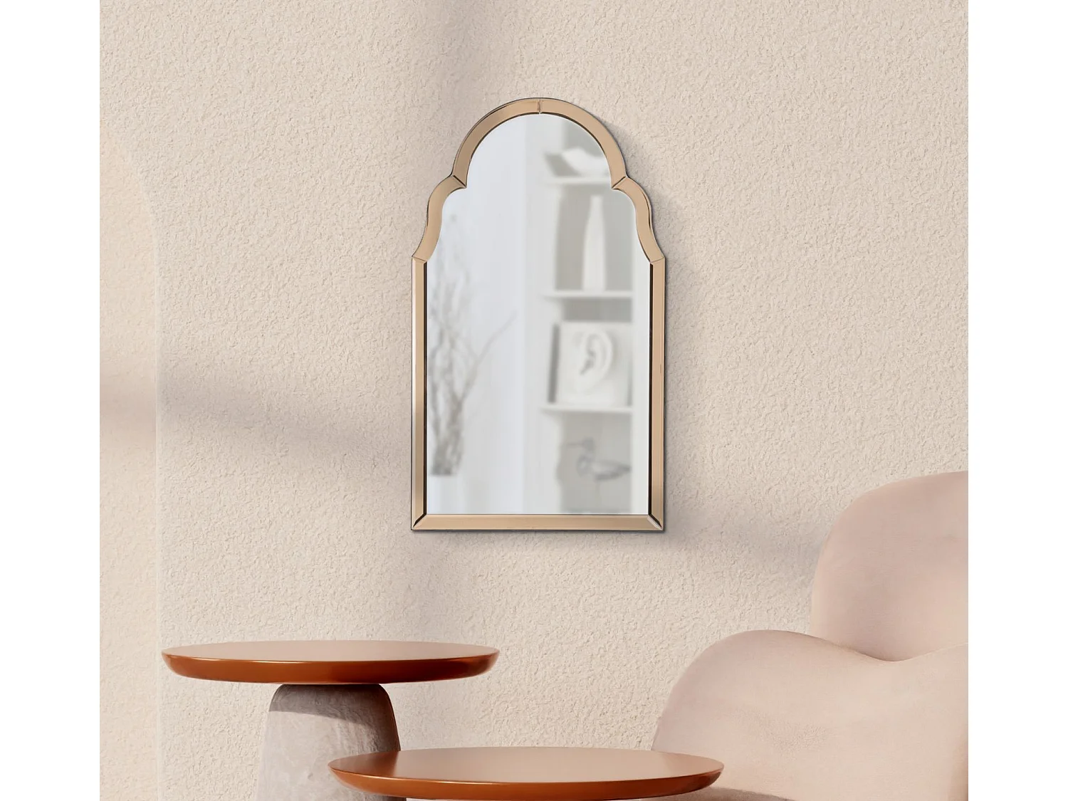 Miroir mural avec cadre en verre rose cm 47x1x80