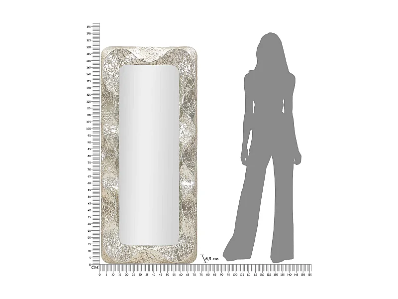 Specchio da muro in metallo argento cm 70x6,5x160,5