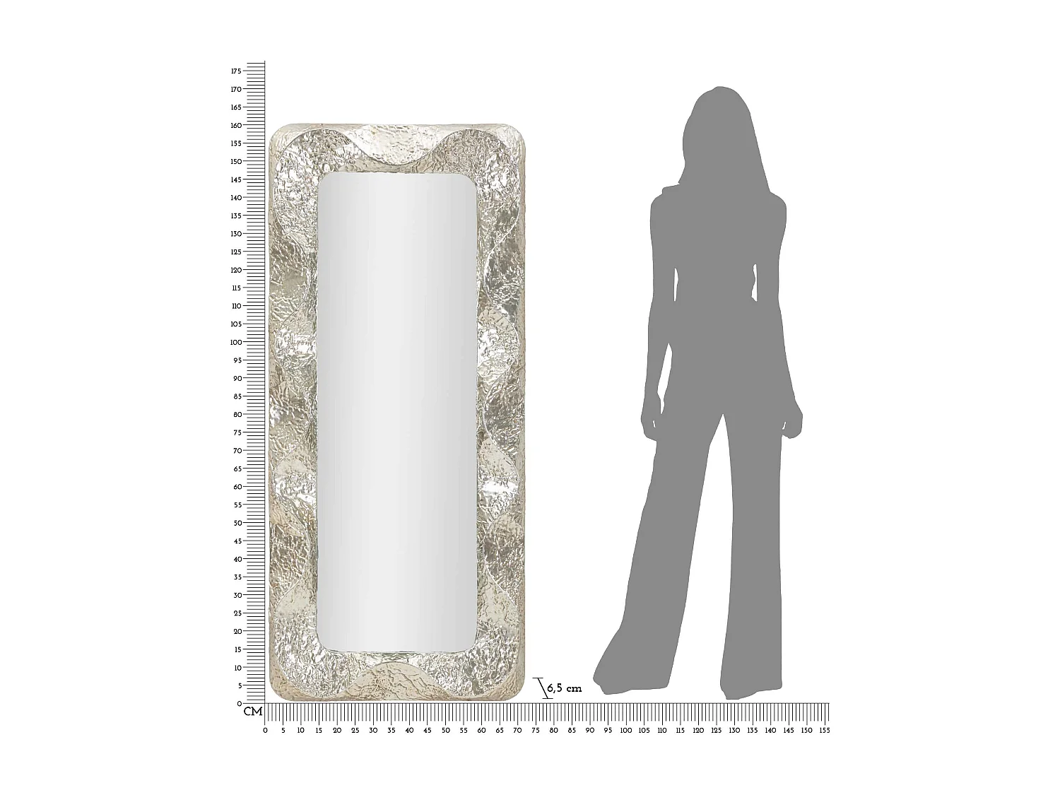 Miroir rectangulaire en métal Argelux 70 x 6.5 x 160.5 cm