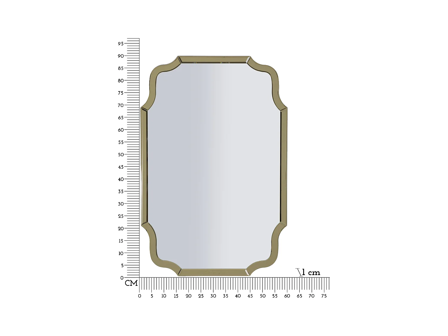 Miroir mural avec cadre en verre doré cm 60x1x90