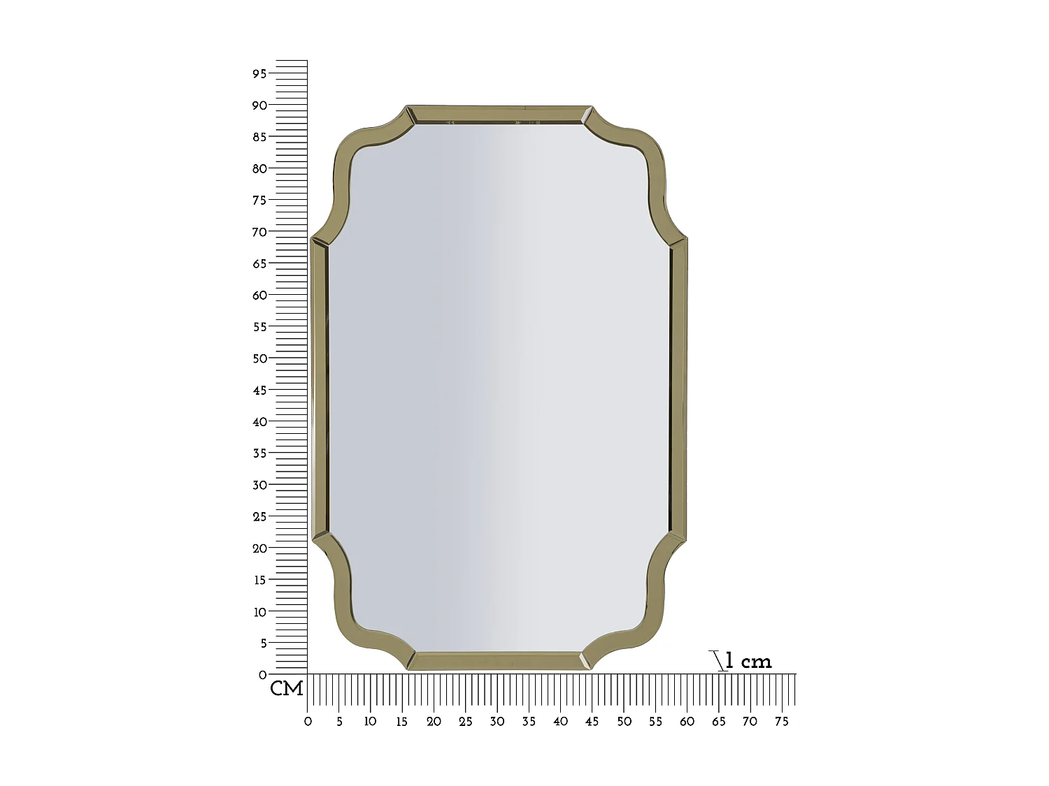 Miroir mural avec cadre en verre doré cm 60x1x90