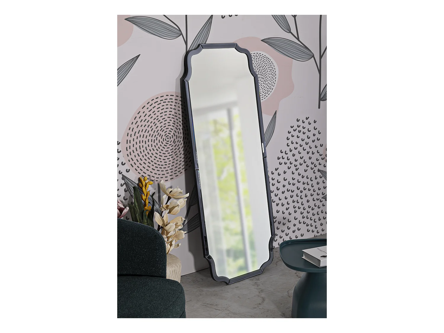 Miroir mural avec cadre en verre gris cm 60x2x150