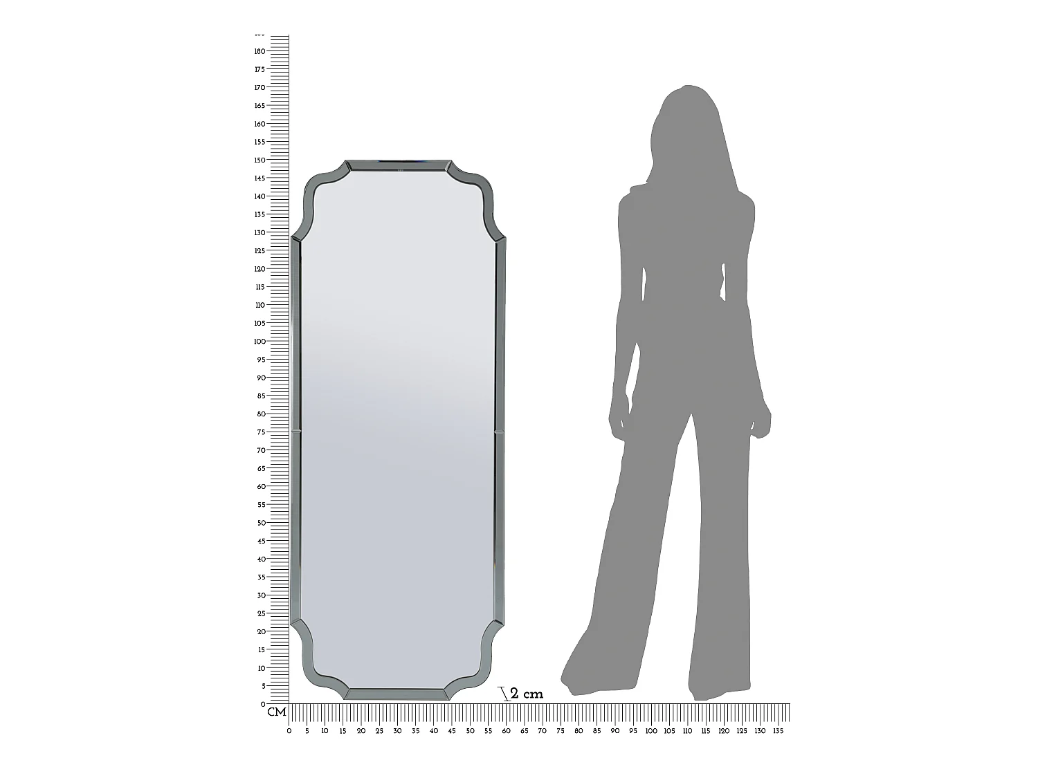 Miroir mural avec cadre en verre gris cm 60x2x150