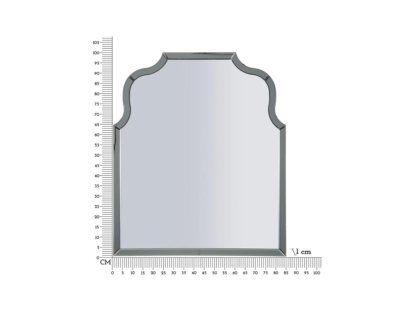 Miroir mural avec cadre en verre gris cm 85x1x100