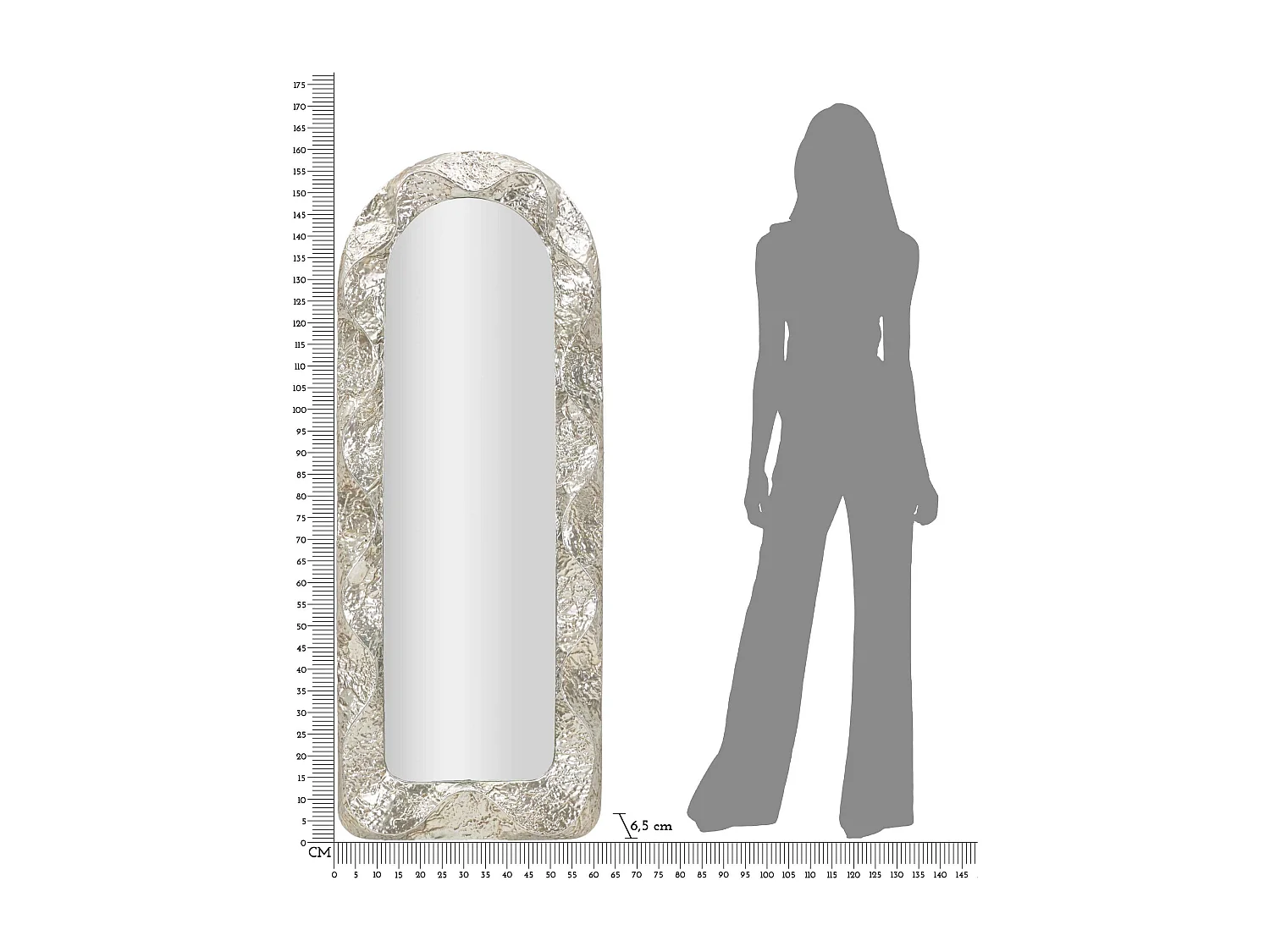 Miroir rectangulaire en métal Argelux 61 x 6.5 x 160 cm