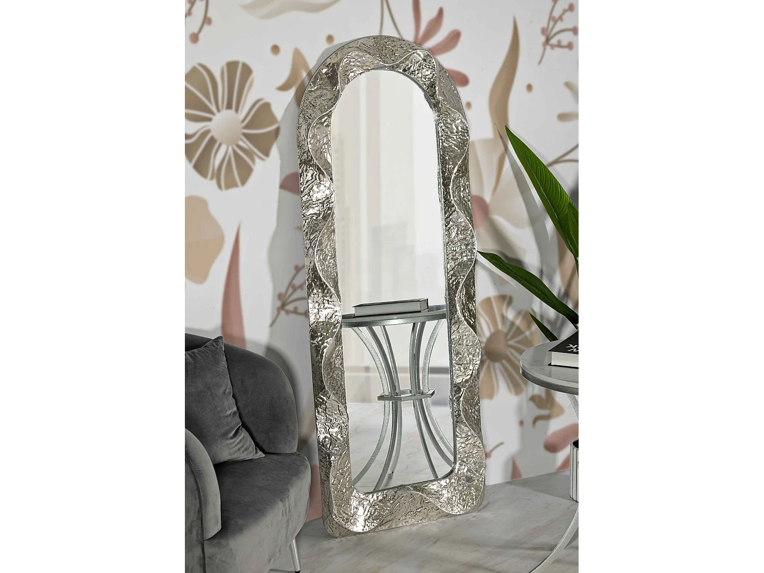 Miroir Mural Design "Argelux" 160cm Argent