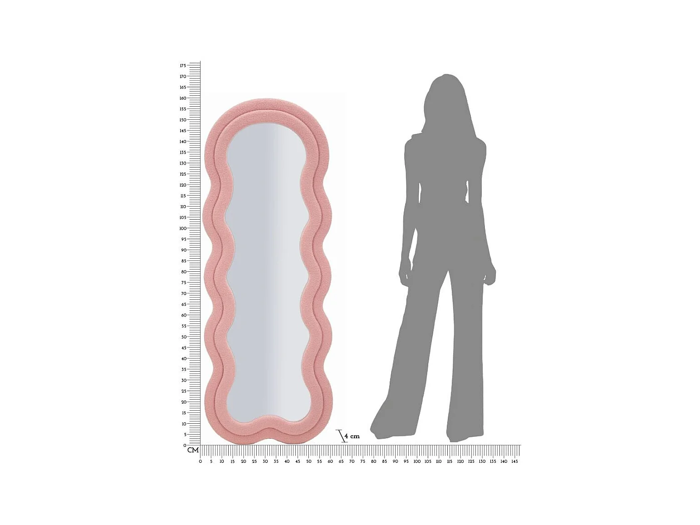 Miroir mural avec cadre en peluche rose cm 60x4x160