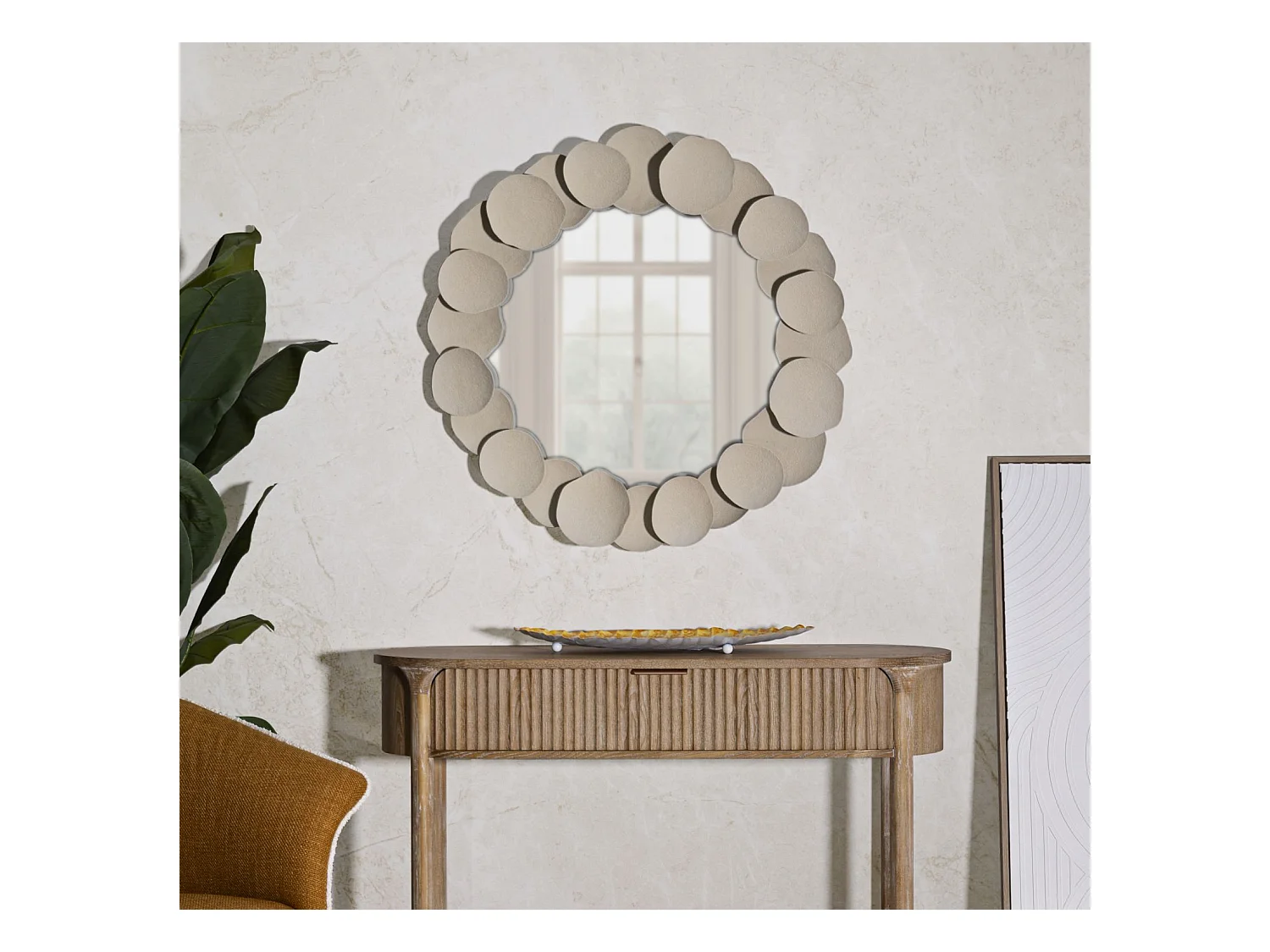 Specchio da muro in metallo crema cm 85x7,5x85