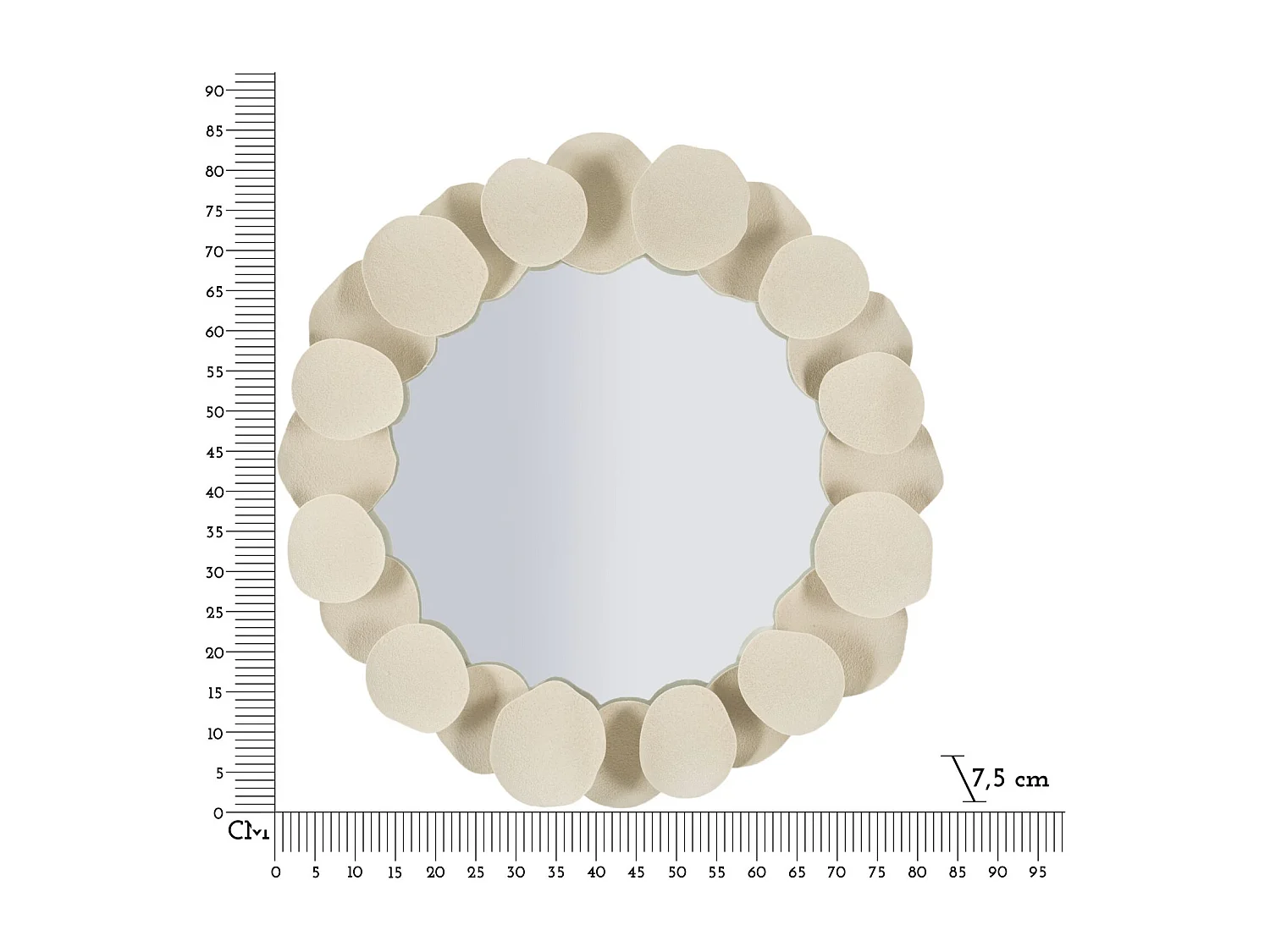 Specchio da muro in metallo crema cm 85x7,5x85