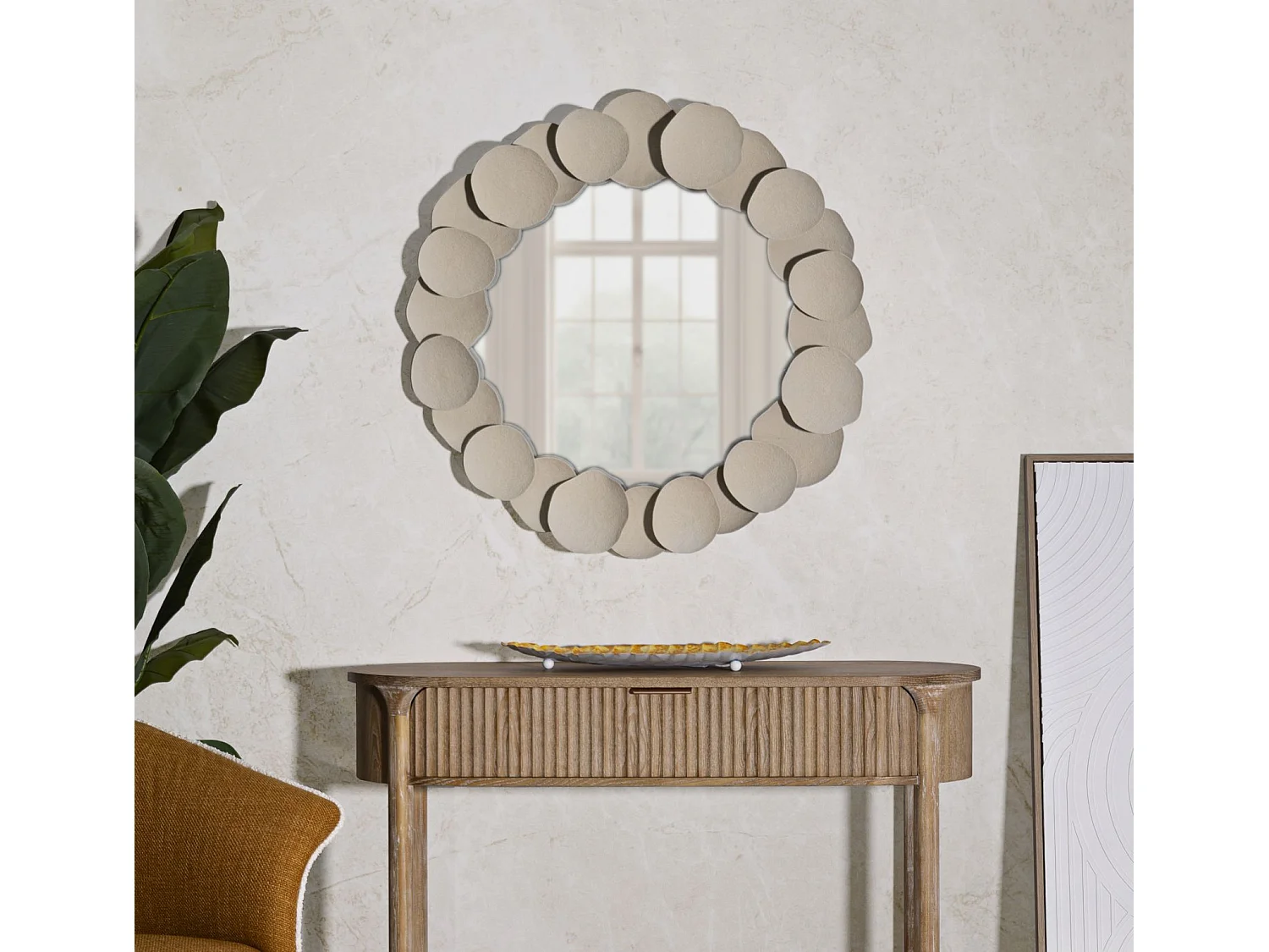 Miroir mural en métal crème cm 85x7,5x85