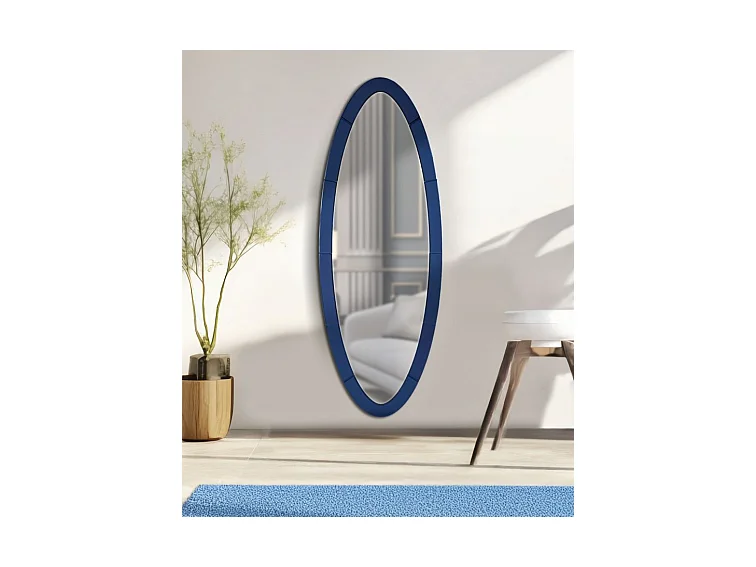 Miroir mural avec cadre en verre bleu cm 55x2x150