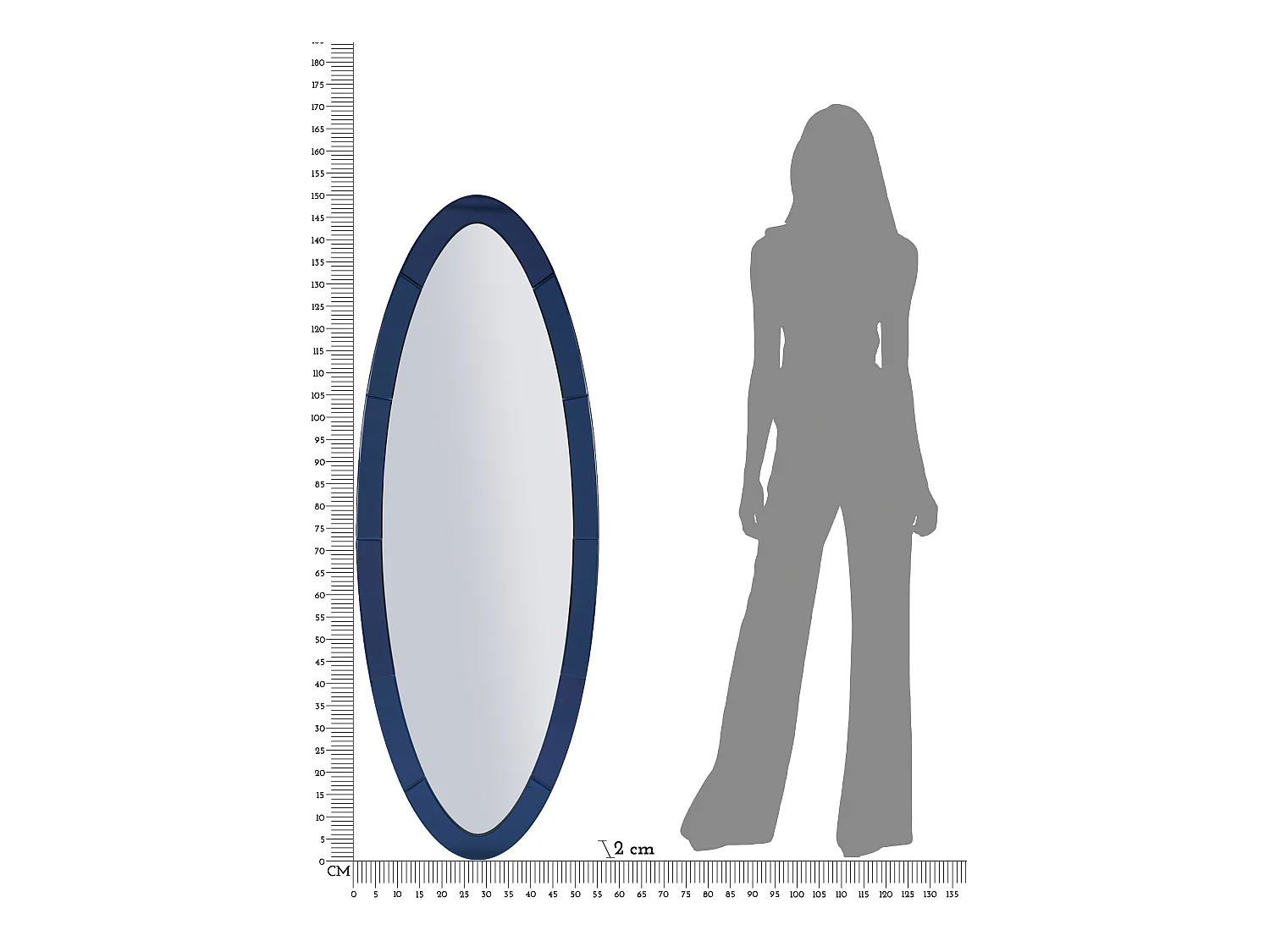 Miroir mural avec cadre en verre bleu cm 55x2x150