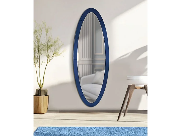 Miroir mural avec cadre en verre bleu cm 55x2x150