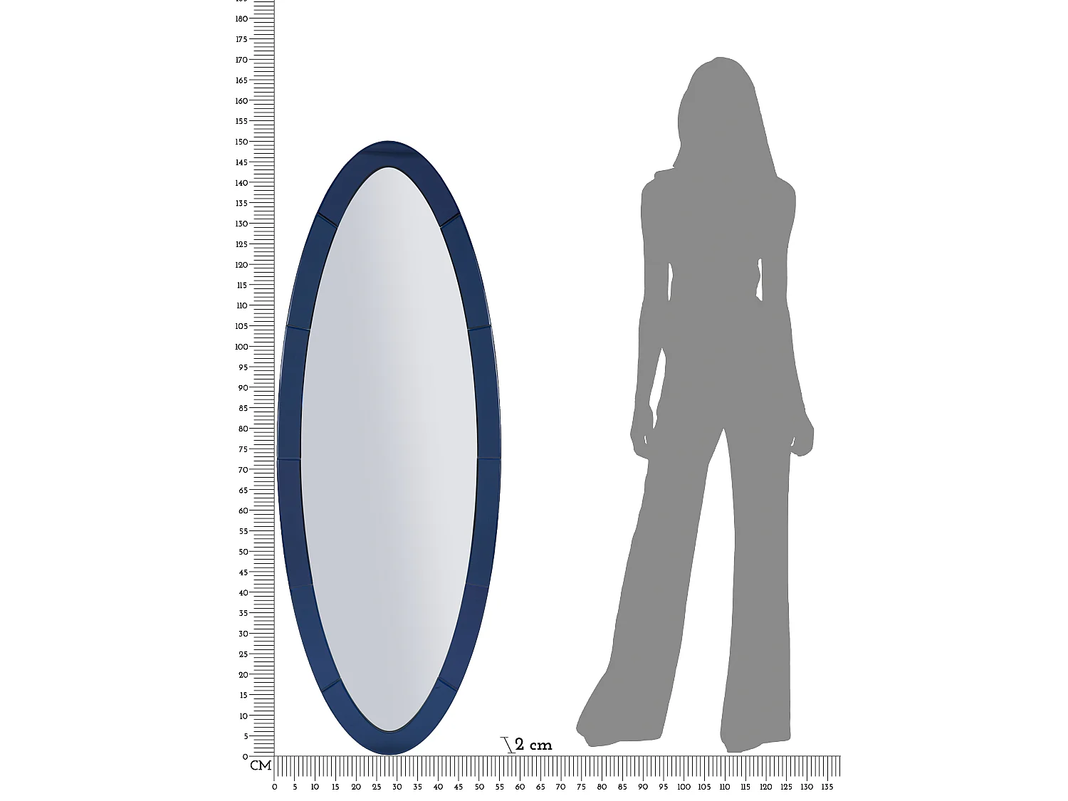 Miroir mural avec cadre en verre bleu cm 55x2x150