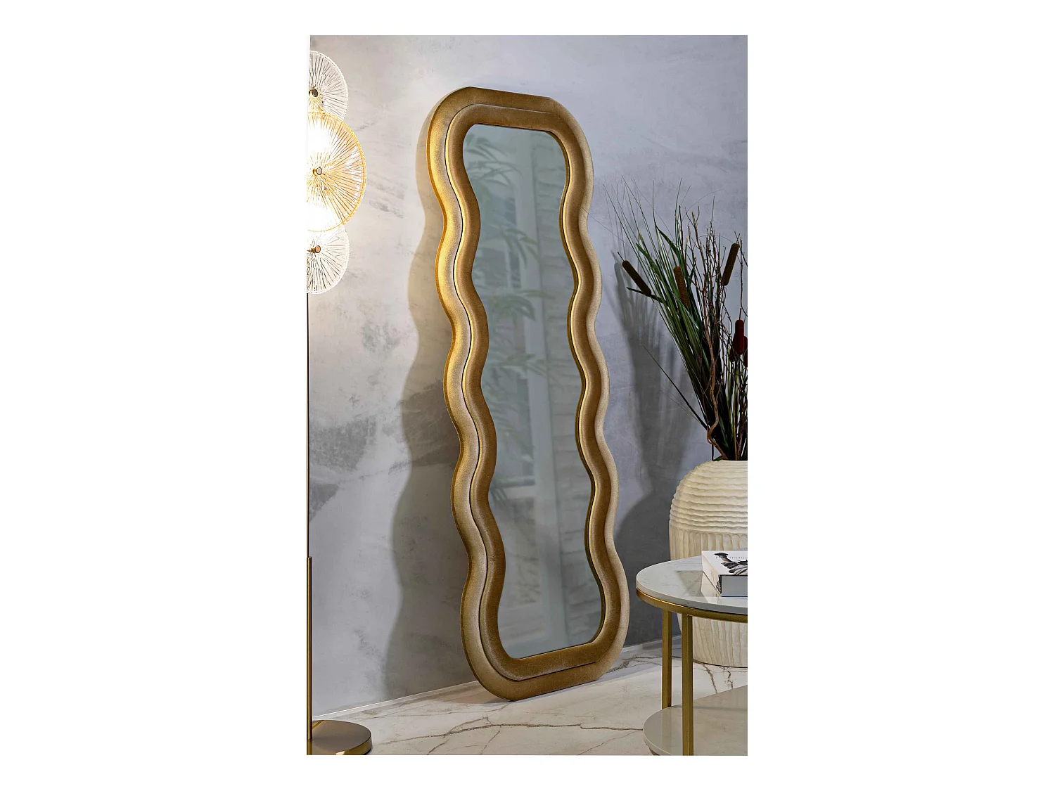 Miroir mural avec cadre en velours doré cm 60x6x160