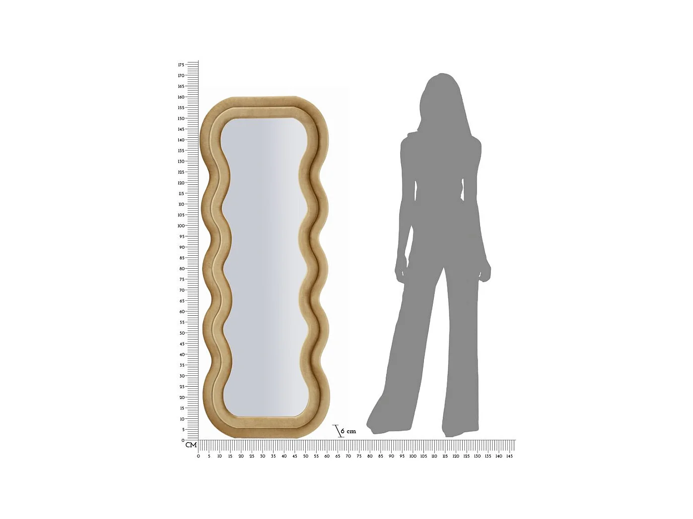 Miroir mural avec cadre en velours doré cm 60x6x160