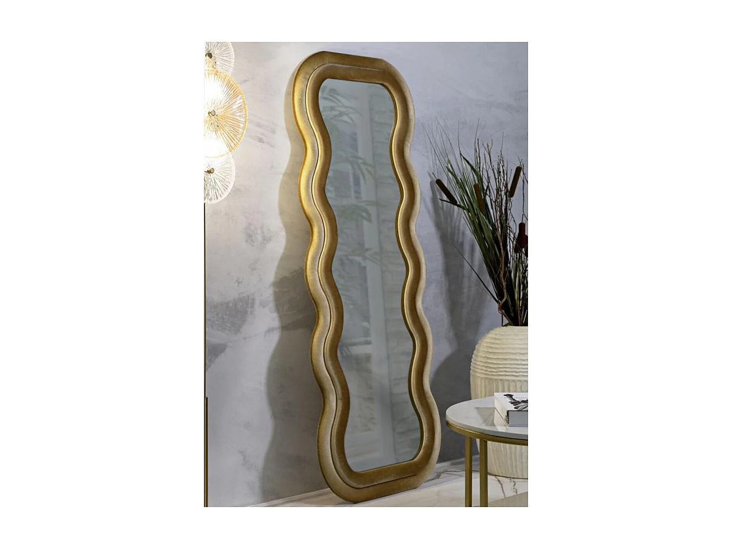 Miroir Mural en Velours "Emily" 160cm Or