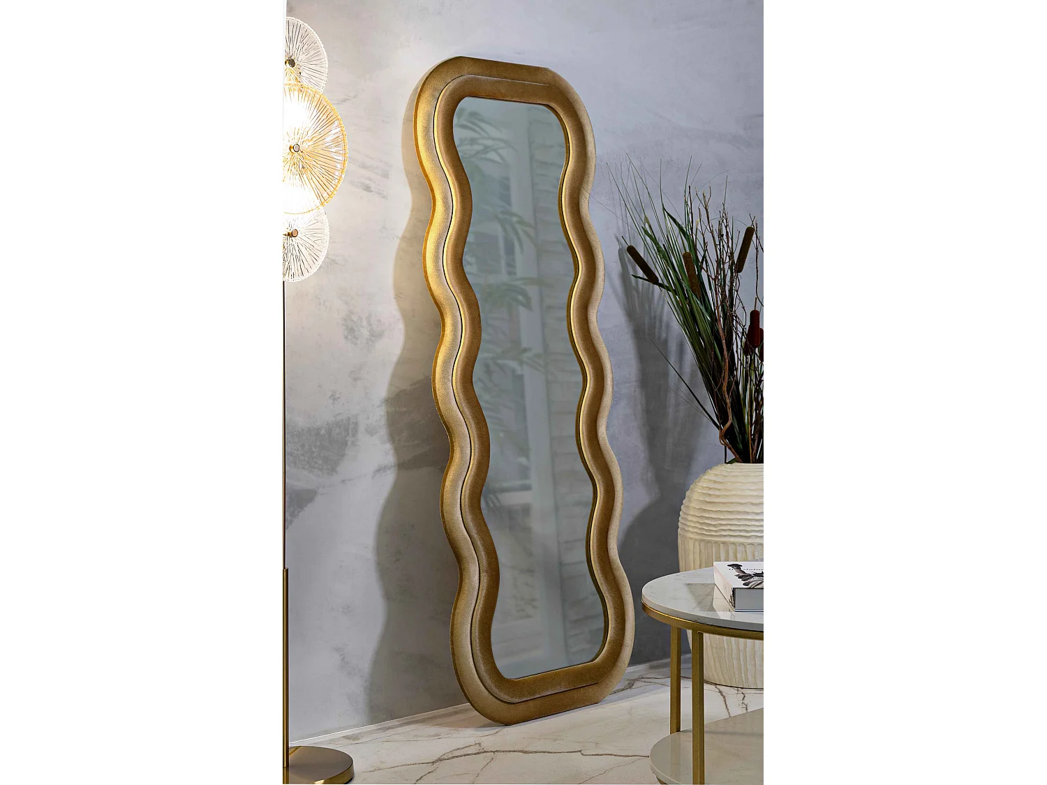 Miroir Mural en Velours "Emily" 160cm Or