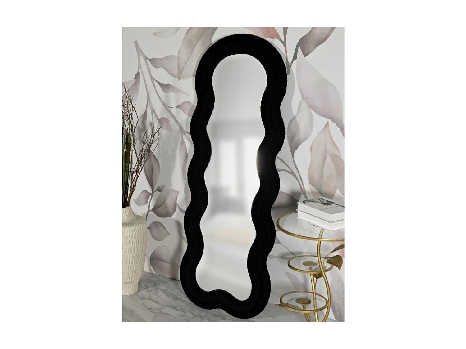 Miroir Mural en Tissu Bouclé "Teddy" 160cm Noir