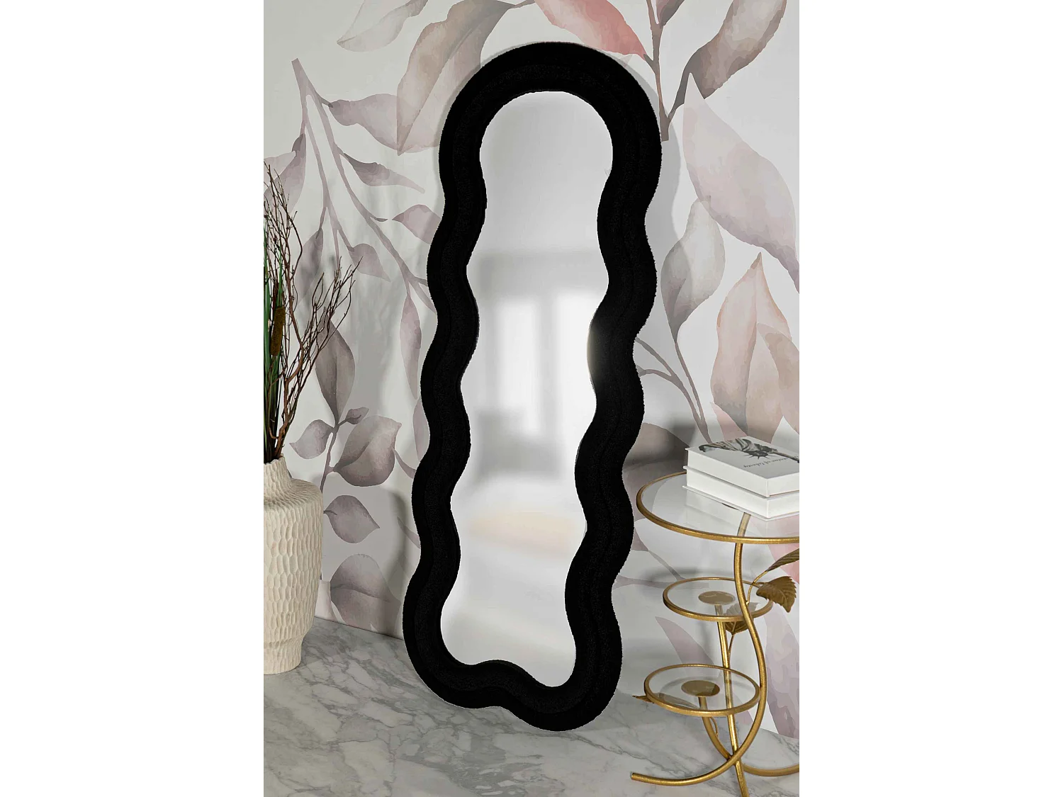 Miroir Mural en Tissu Bouclé "Teddy" 160cm Noir