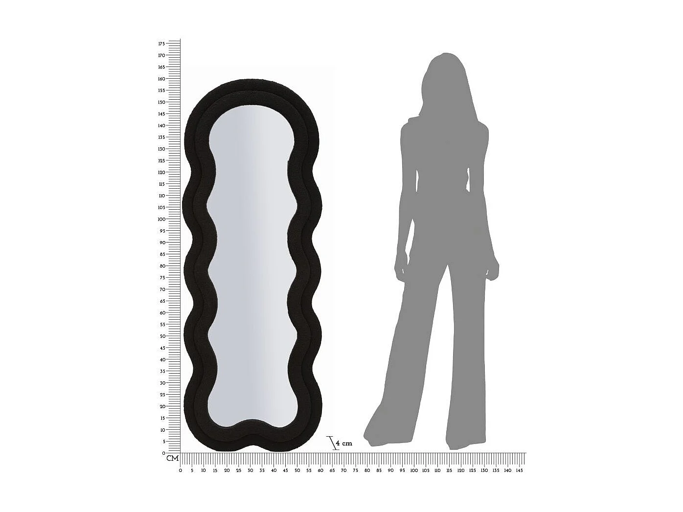 Miroir Mural en Tissu Bouclé "Teddy" 160cm Noir