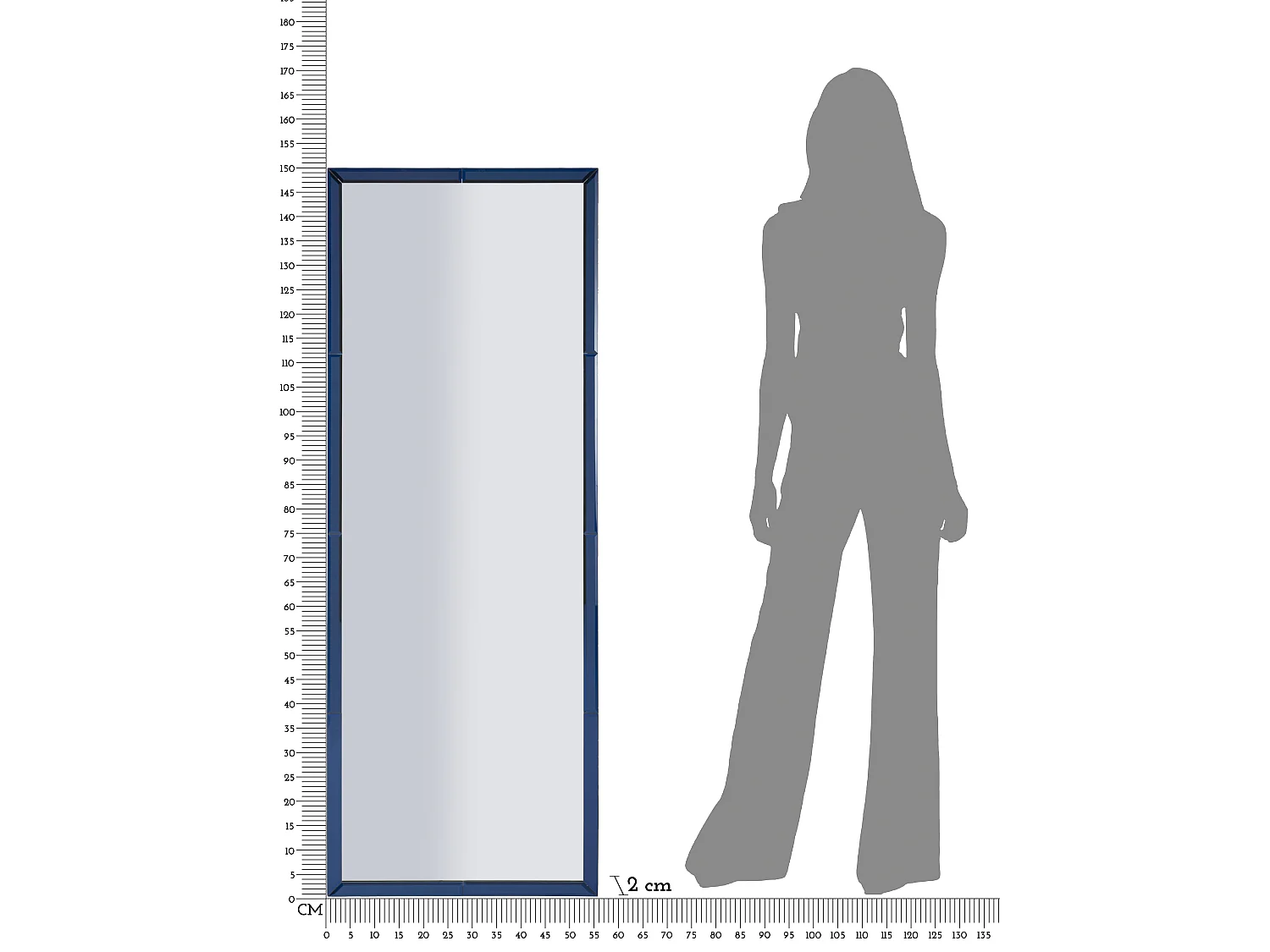 Miroir mural avec cadre en verre bleu cm 55x2x150