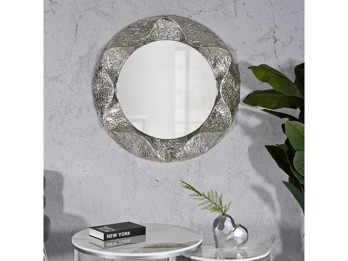 Miroir Rond Design "Argelux" 104cm Argent
