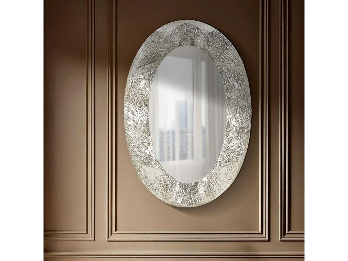 Miroir Ovale Design "Argelux" 128cm Argent