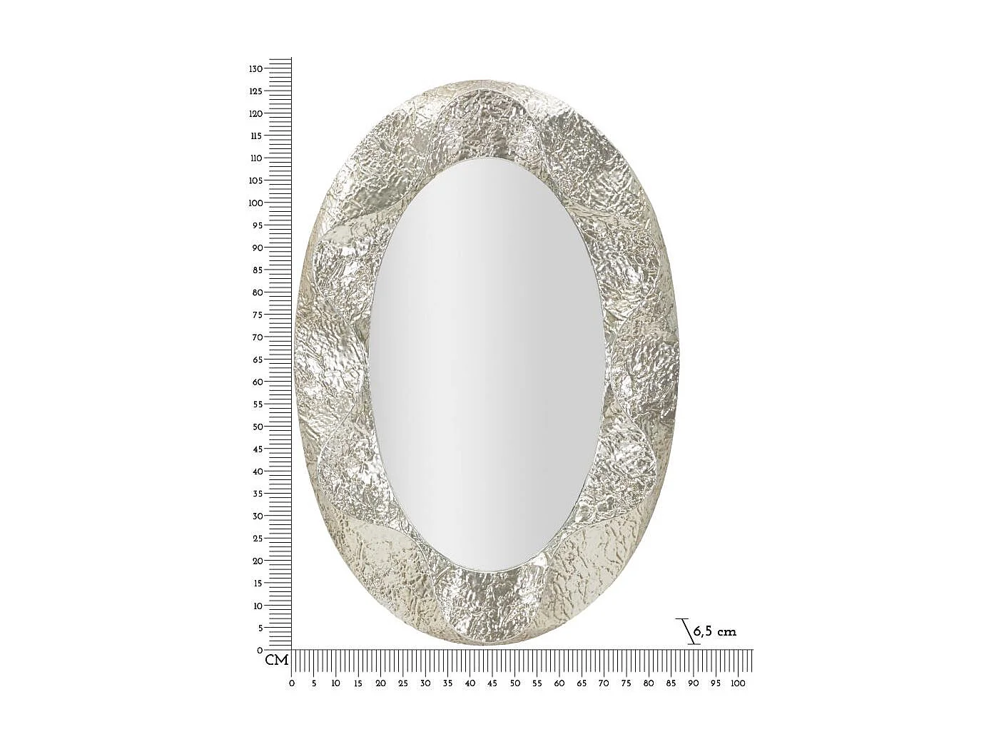 Miroir Ovale Design "Argelux" 128cm Argent