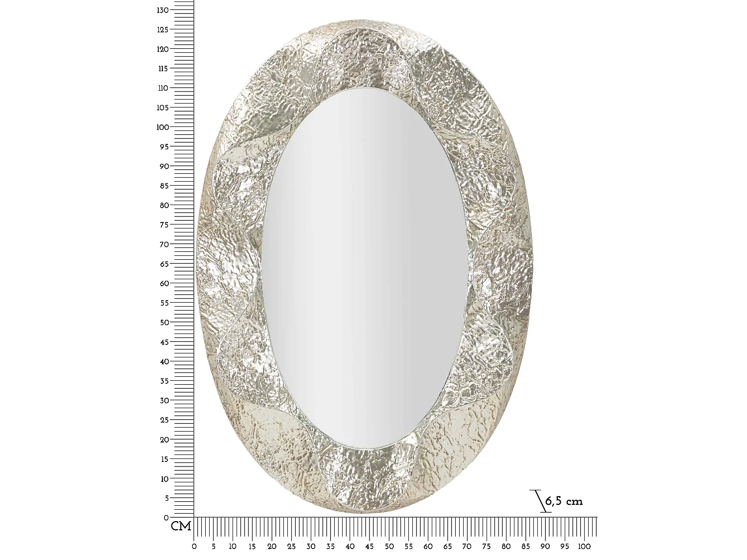 Specchio da muro in metallo argento cm 87,5x6,5x128