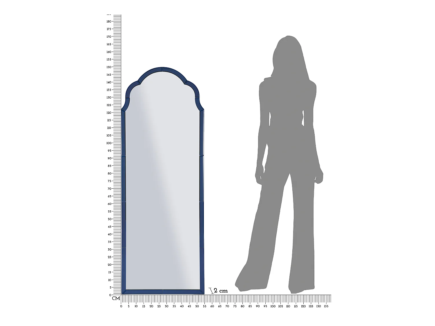 Miroir mural avec cadre en verre bleu cm 55x2x150