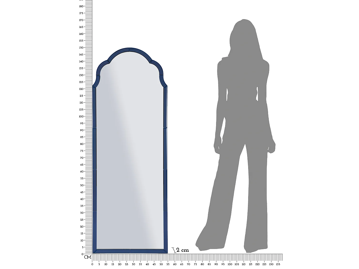 Miroir mural avec cadre en verre bleu cm 55x2x150