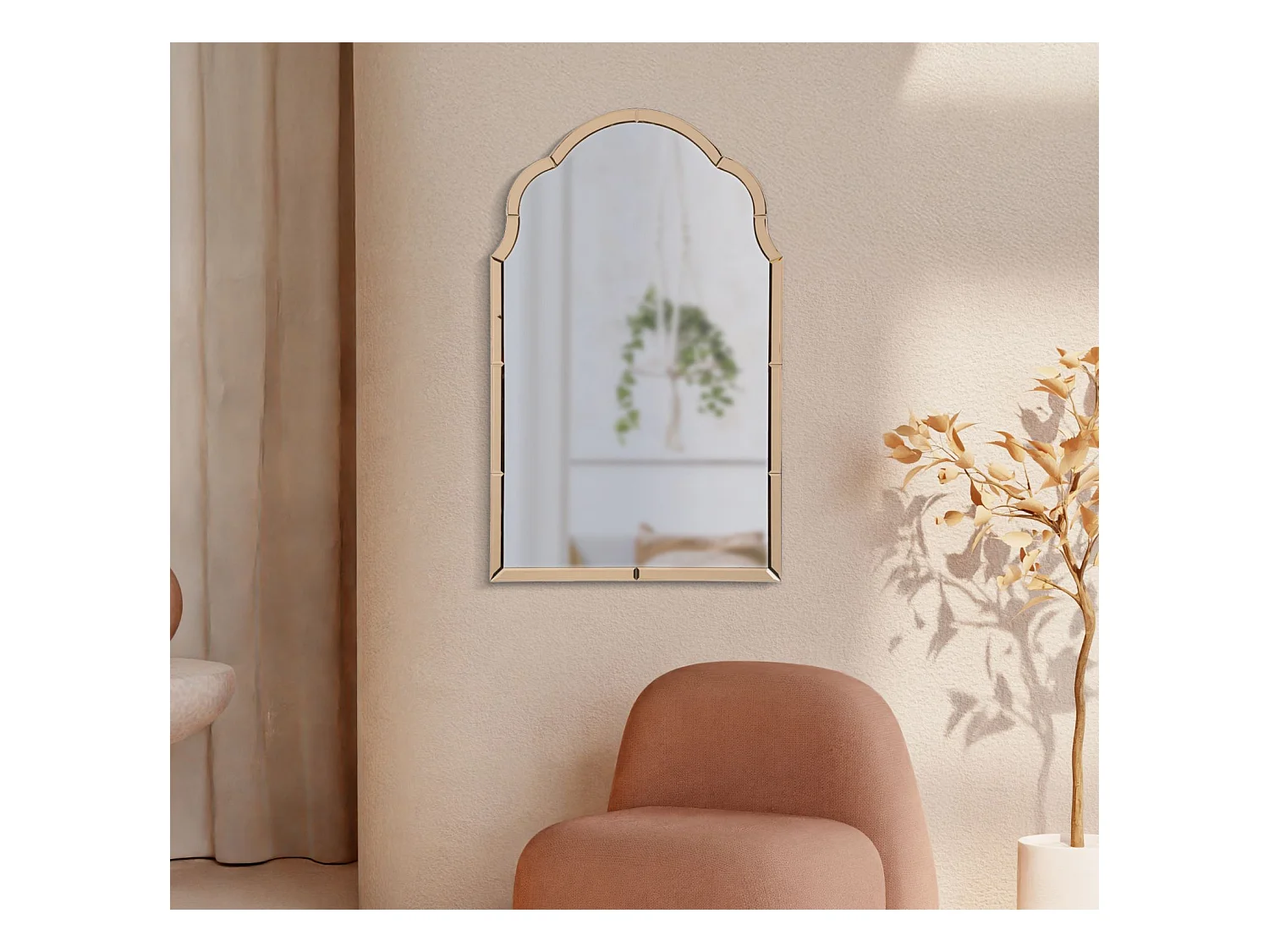 Miroir mural avec cadre en verre rose cm 62x1x100