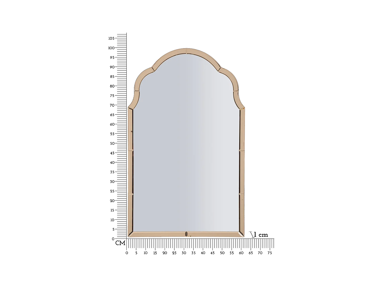 Miroir mural avec cadre en verre rose cm 62x1x100