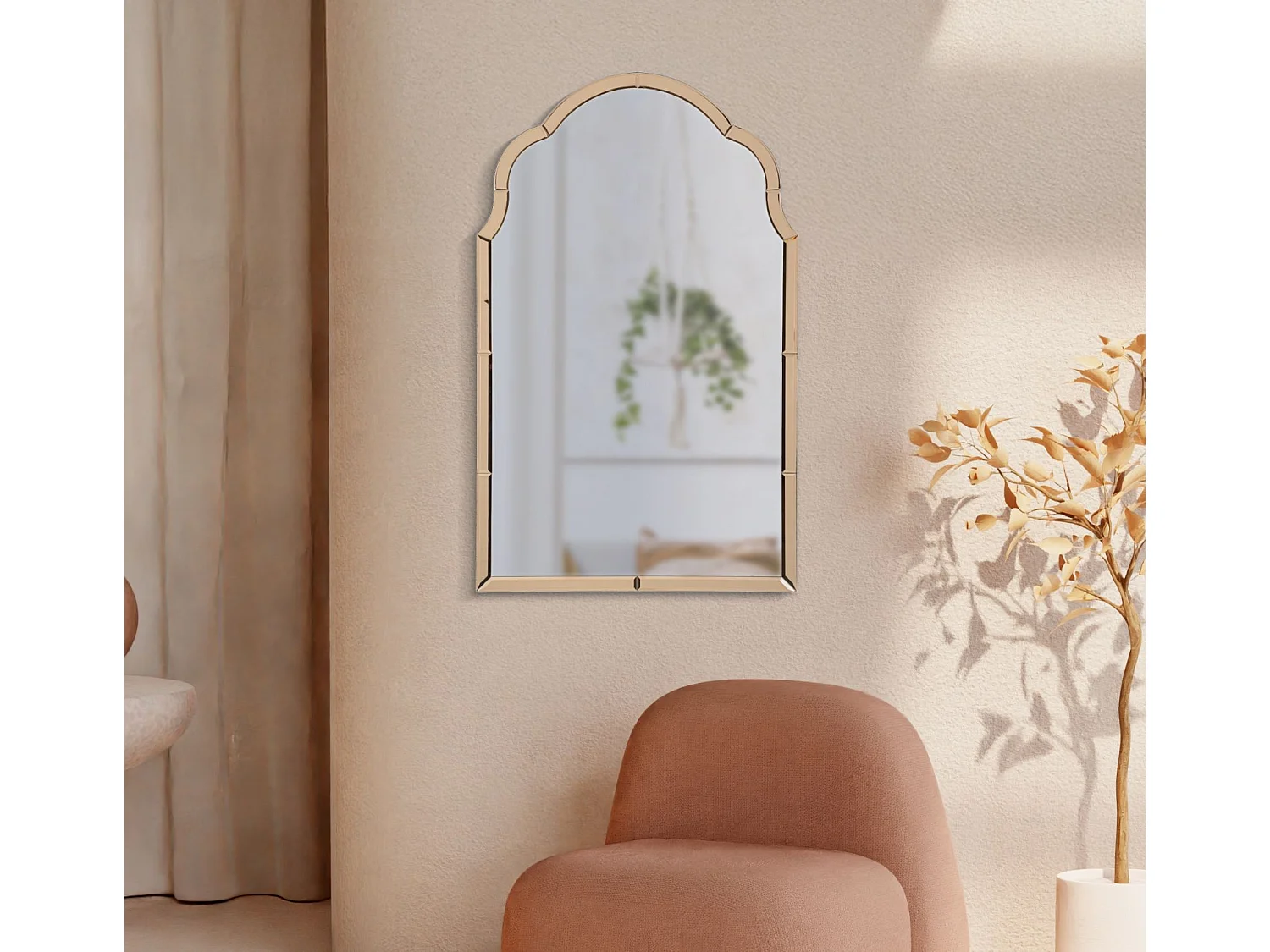 Miroir mural avec cadre en verre rose cm 62x1x100