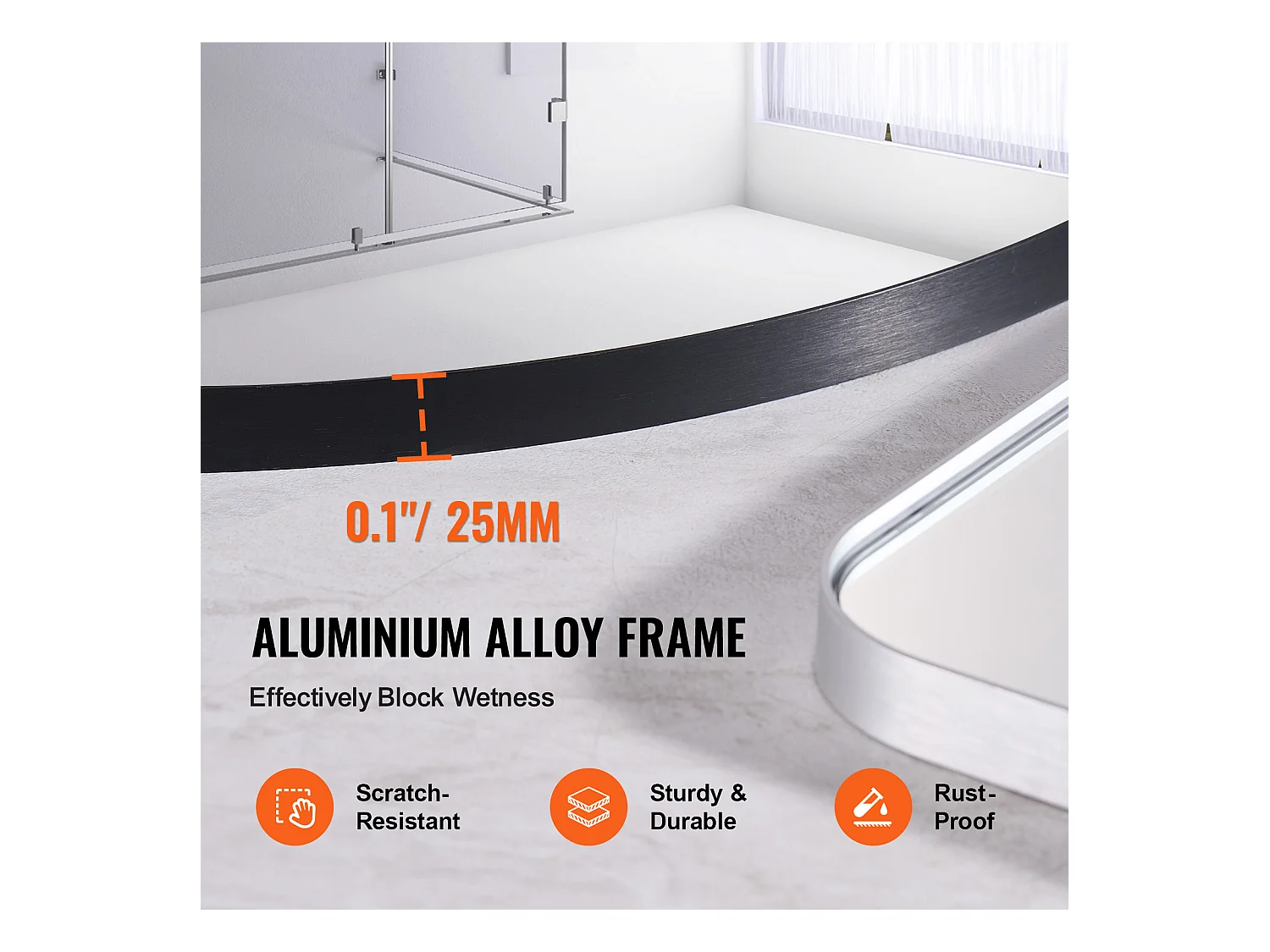 Miroir Mural SucceBuy 76,2 cm, Noir, Miroir Mural Rond avec Cadre en Alliage d'Aluminium