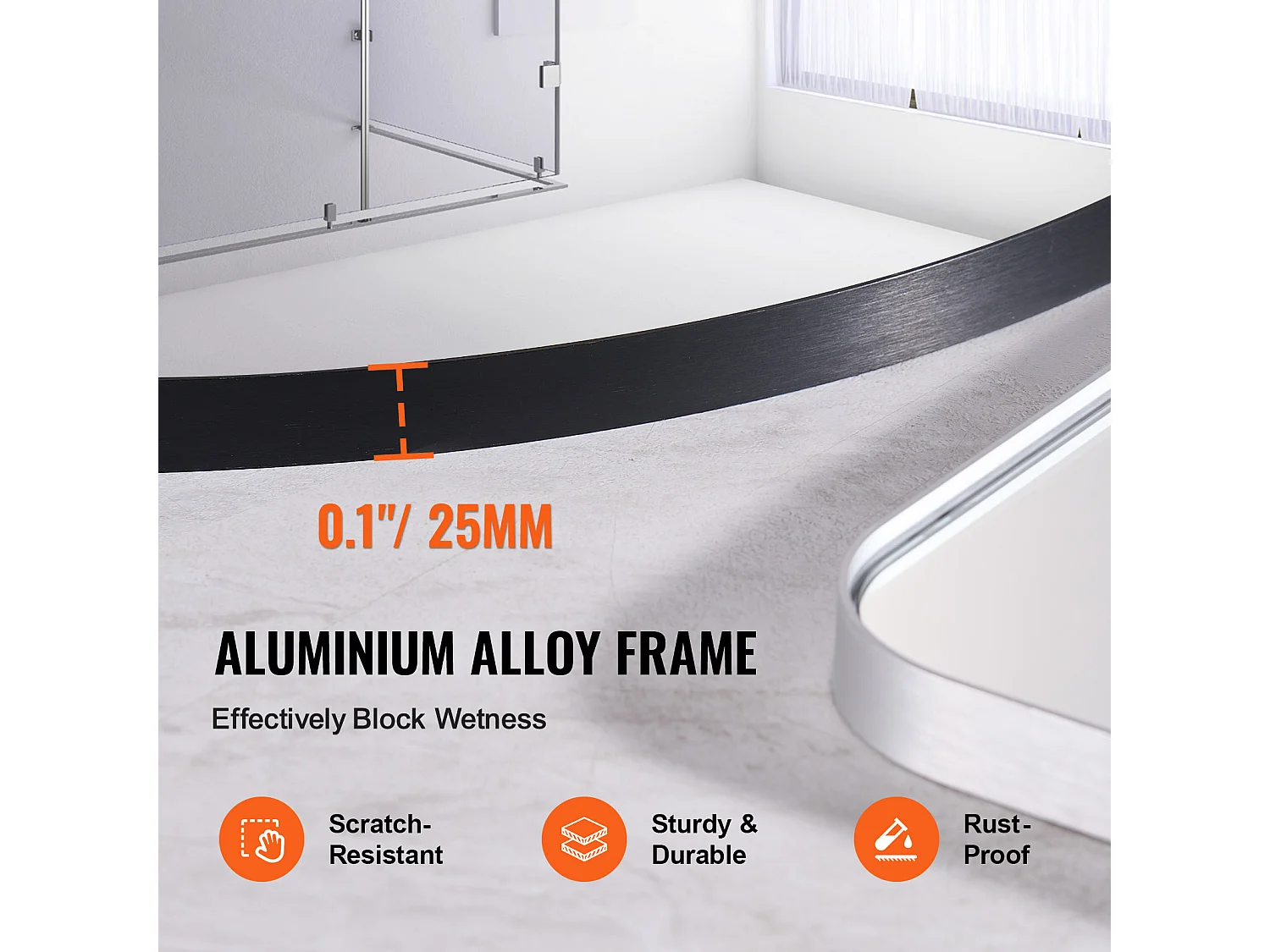 Miroir Mural SucceBuy 76,2 cm, Noir, Miroir Mural Rond avec Cadre en Alliage d'Aluminium