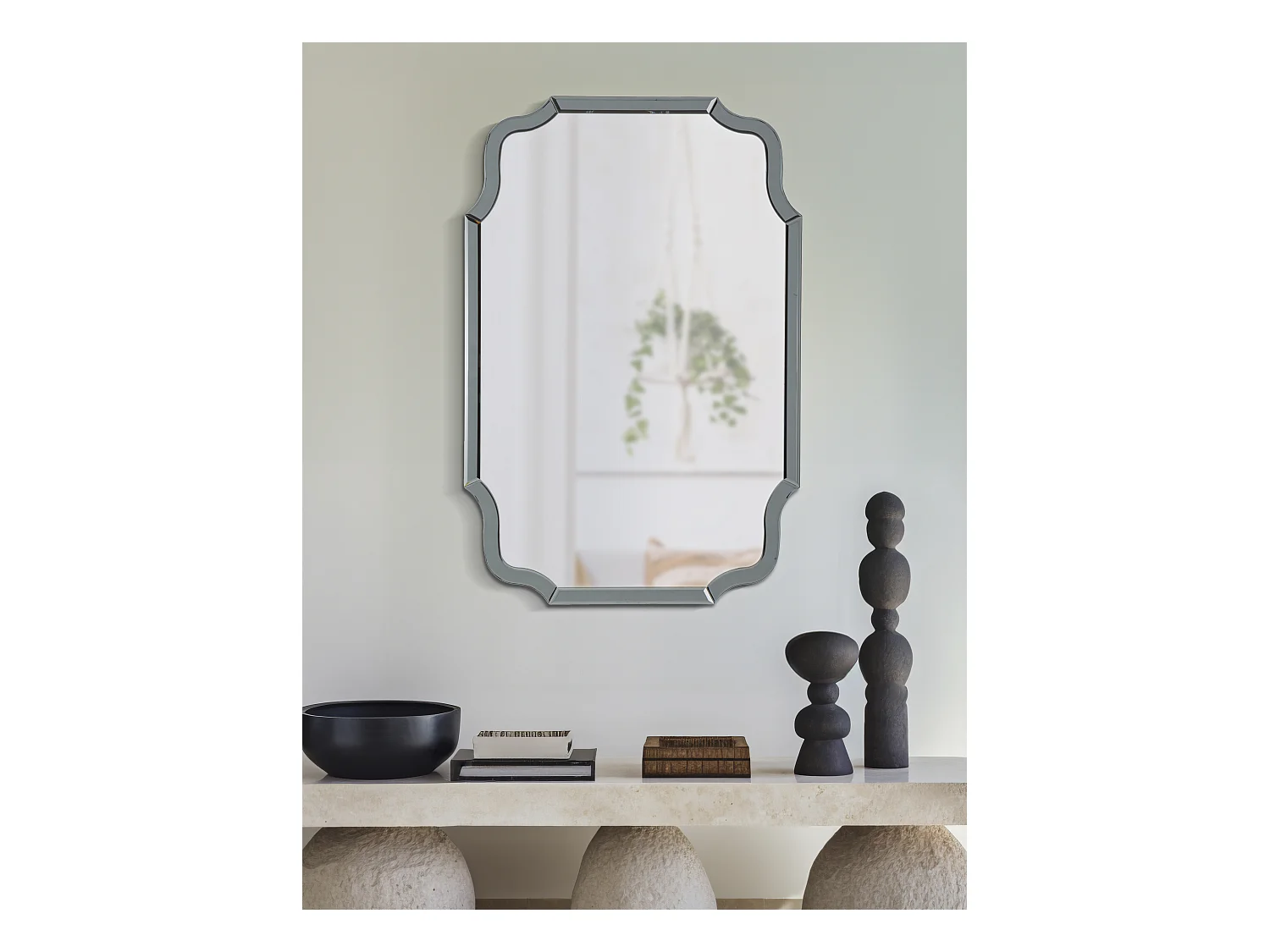 Miroir mural avec cadre en verre gris cm 60x1x90